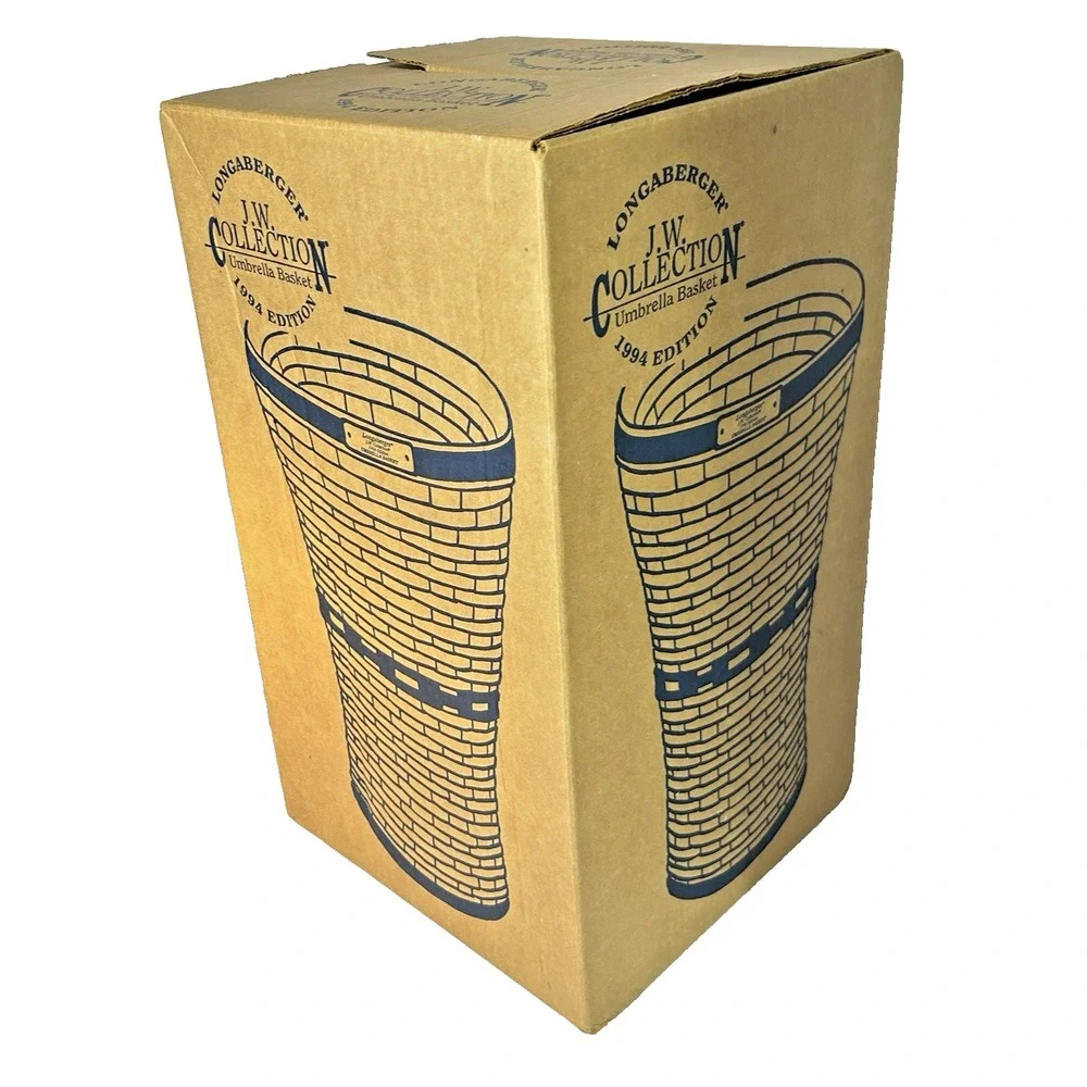 Longaberger JW Collection UMBRELLA BASKET with Fabric Liner Protector Box 1994